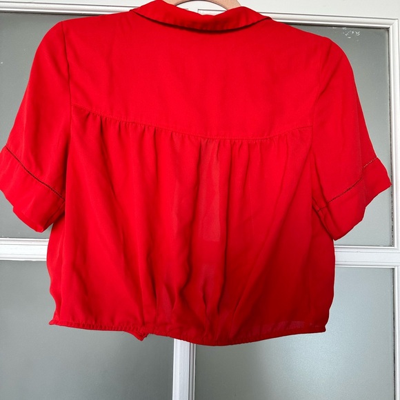 Cherry Red Aritzia Crop blouse - Picture 7 of 9